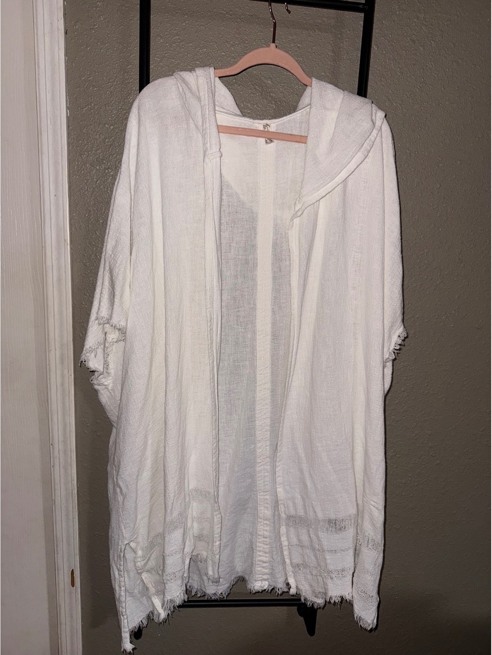 Intimately Free People White Cotton Linen Hooded Kimono